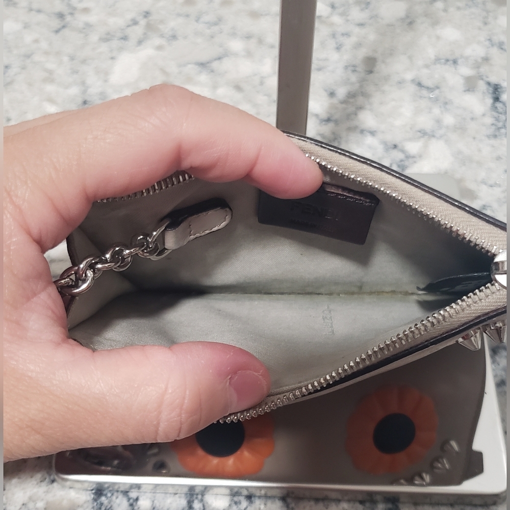 Fendi Leather Floral Face Coin Pouch Keychain - Picture 5 of 10